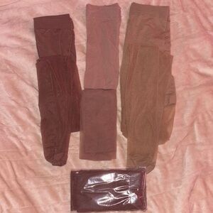 Set of Brown and Tan Tights NEW and Slightly Worn Bundle Pantyhose